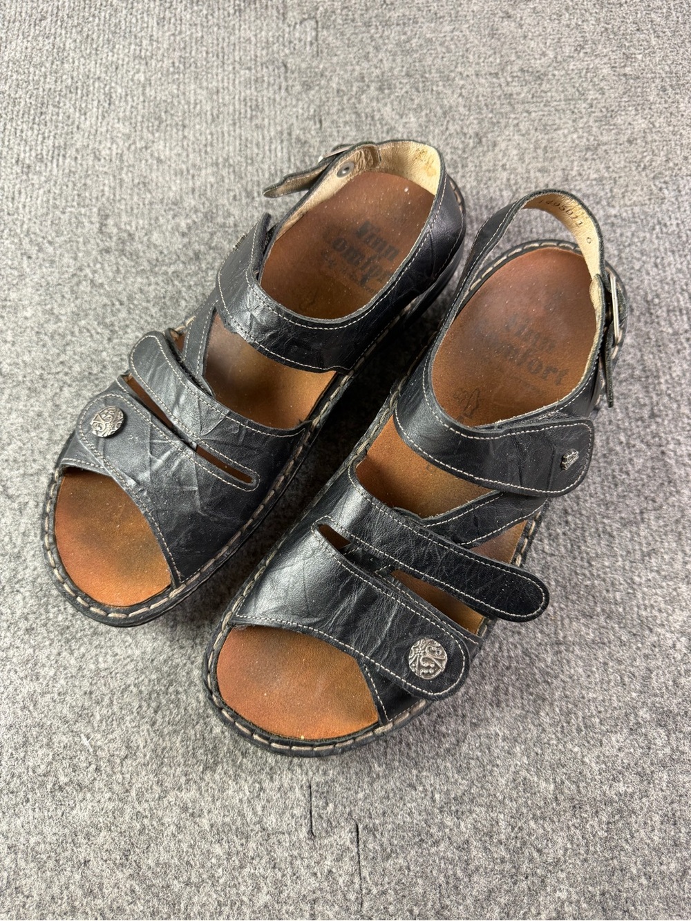 Finn Comfort Gomera-S Schwarz (Black) Women Leather Sandals Size 41